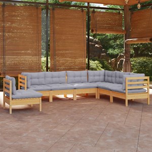 Maison exclusive - salon de jardin 7 pcs avec coussins gris bois de pin massif
