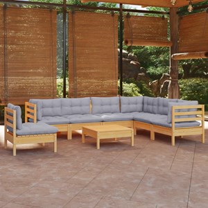 Maison exclusive - salon de jardin 8 pcs avec coussins gris bois de pin massif