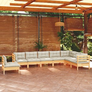 Maison exclusive - salon de jardin 8 pcs avec coussins crème bois de pin massif