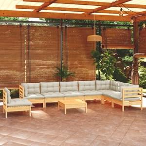 Maison exclusive - salon de jardin 9 pcs avec coussins crème bois de pin massif