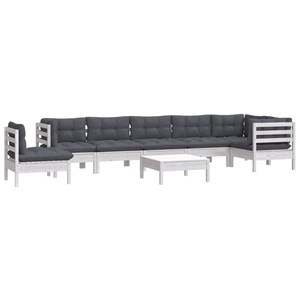 Maison exclusive - salon de jardin 9 pcs avec coussins blanc bois de pin massif