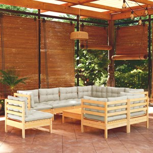 Maison exclusive - salon de jardin 10 pcs avec coussins crème bois de pin massif