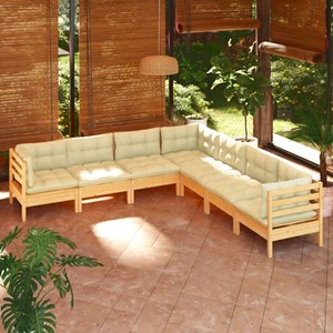 Maison exclusive - salon de jardin 7 pcs avec coussins crème bois de pin massif