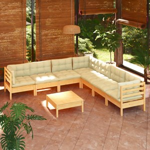 Maison exclusive - salon de jardin 8 pcs avec coussins crème bois de pin massif