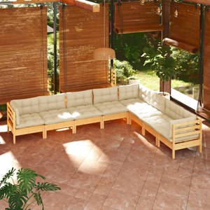 Maison exclusive - salon de jardin 8 pcs avec coussins crème bois de pin massif