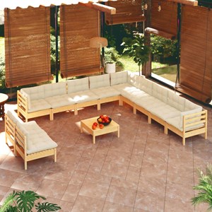 Maison exclusive - salon de jardin 12 pcs avec coussins crème bois de pin massif