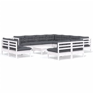 Maison exclusive - salon de jardin 12 pcs avec coussins blanc bois de pin solide