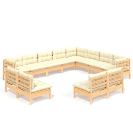 Maison exclusive - salon de jardin 12 pcs avec coussins crème bois de pin massif