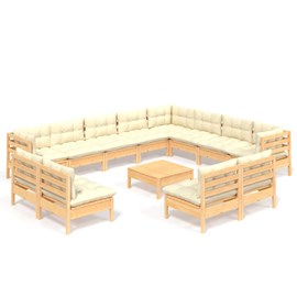 Maison exclusive - salon de jardin 13 pcs avec coussins crème bois de pin solide