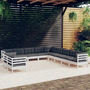 Maison exclusive - salon de jardin 11 pcs avec coussins blanc bois de pin solide