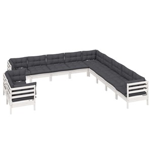 Maison exclusive - salon de jardin 11 pcs avec coussins blanc bois de pin solide