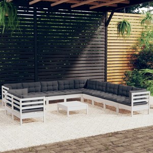 Maison exclusive - salon de jardin 12 pcs avec coussins blanc bois de pin solide