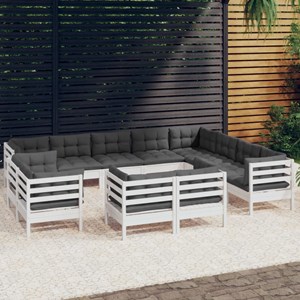 Maison exclusive - salon de jardin 12 pcs avec coussins blanc bois de pin solide