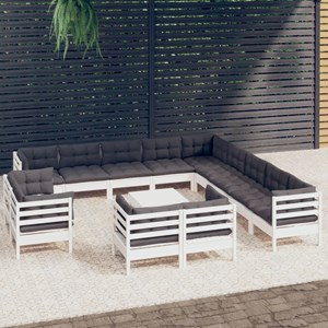 Maison exclusive - salon de jardin 14 pcs avec coussins blanc bois de pin solide