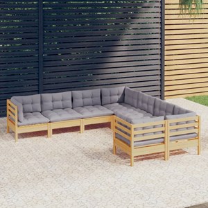 Maison exclusive - salon de jardin 8 pcs avec coussins gris bois de pin massif