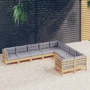 Maison exclusive - salon de jardin 9 pcs avec coussins gris bois de pin