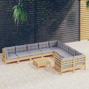 Maison exclusive - salon de jardin 10 pcs avec coussins gris bois de pin