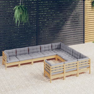 Maison exclusive - salon de jardin 10 pcs avec coussins gris bois de pin
