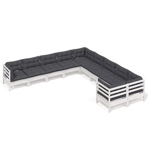 Maison exclusive - salon de jardin 10 pcs avec coussins blanc bois de pin
