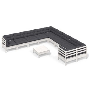 Maison exclusive - salon de jardin 11 pcs avec coussins blanc bois de pin