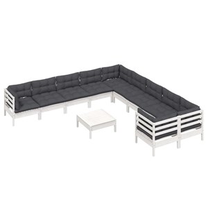 Maison exclusive - salon de jardin 11 pcs avec coussins blanc bois de pin