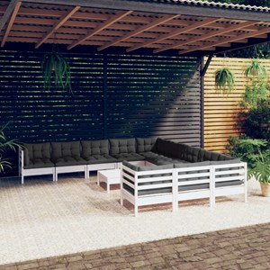 Maison exclusive - salon de jardin 12 pcs avec coussins blanc bois de pin