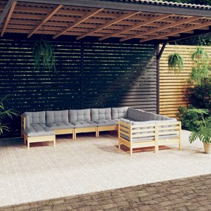 Maison exclusive - salon de jardin 10 pcs avec coussins gris bois de pin