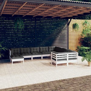 Maison exclusive - salon de jardin 10 pcs avec coussins blanc bois de pin