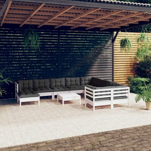 Maison exclusive - salon de jardin 11 pcs avec coussins blanc bois de pin