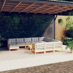 Maison exclusive - salon de jardin 12 pcs avec coussins gris bois de pin