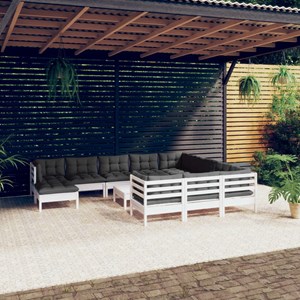 Maison exclusive - salon de jardin 12 pcs avec coussins blanc bois de pin