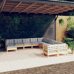 Maison exclusive - salon de jardin 11 pcs avec coussins gris bois de pin