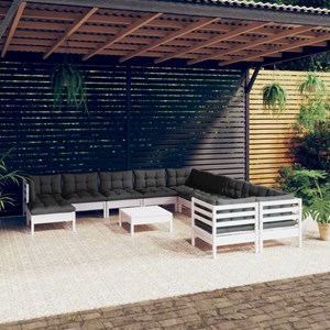 Maison exclusive - salon de jardin 12 pcs avec coussins blanc bois de pin