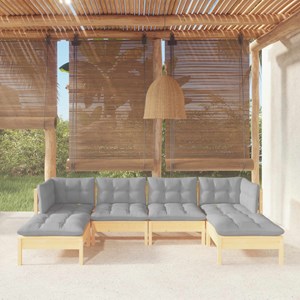 Maison exclusive - salon de jardin 6 pcs avec coussins gris bois de pin