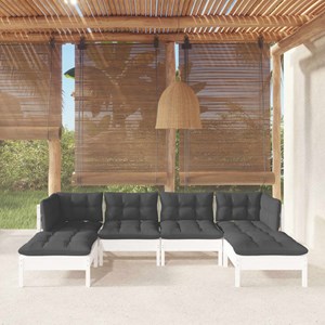Maison exclusive - salon de jardin 6 pcs avec coussins blanc bois de pin