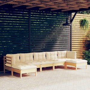 Maison exclusive - salon de jardin 7 pcs avec coussins crème bois de pin