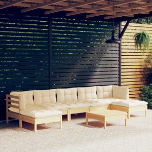 Maison exclusive - salon de jardin 8 pcs avec coussins crème bois de pin