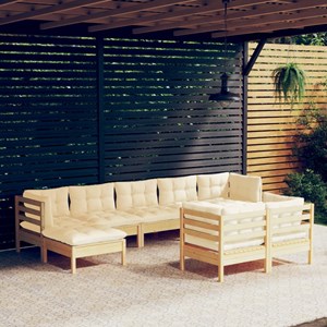 Maison exclusive - salon de jardin 9 pcs avec coussins crème bois de pin massif
