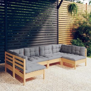 Maison exclusive - salon de jardin 6 pcs avec coussins gris bois de pin massif
