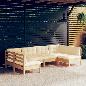 Maison exclusive - salon de jardin 6 pcs avec coussins crème bois de pin massif