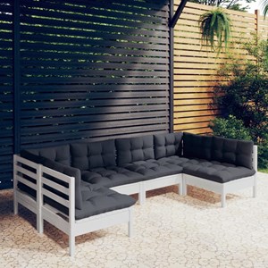 Maison exclusive - salon de jardin 6 pcs avec coussins blanc bois de pin massif