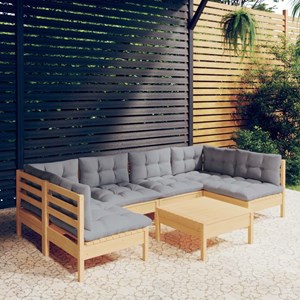 Maison exclusive - salon de jardin 7 pcs avec coussins gris bois de pin massif