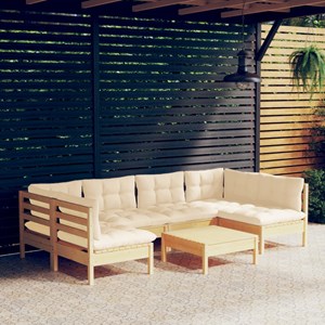 Maison exclusive - salon de jardin 7 pcs avec coussins crème bois de pin massif