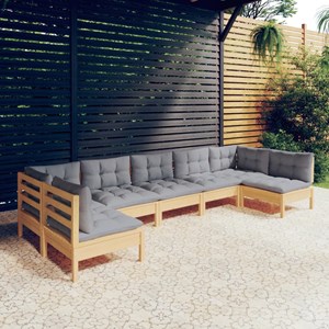 Maison exclusive - salon de jardin 7 pcs avec coussins gris bois de pin massif