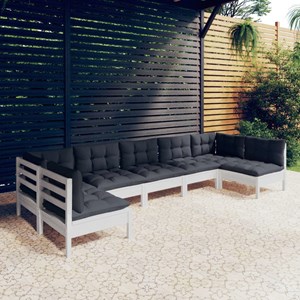 Maison exclusive - salon de jardin 7 pcs avec coussins blanc bois de pin massif