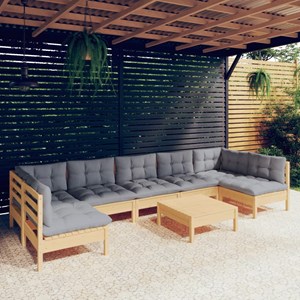 Maison exclusive - salon de jardin 8 pcs avec coussins gris bois de pin massif