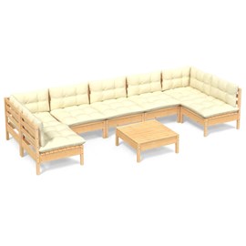 Maison exclusive - salon de jardin 8 pcs avec coussins crème bois de pin massif
