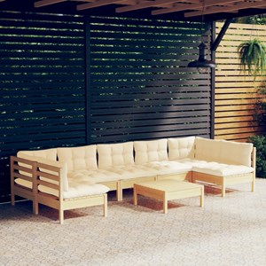 Maison exclusive - salon de jardin 8 pcs avec coussins crème bois de pin massif