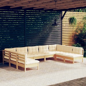Maison exclusive - salon de jardin 9 pcs avec coussins crème bois de pin massif