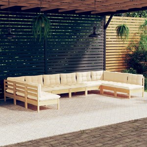 Maison exclusive - salon de jardin 10 pcs avec coussins crème bois de pin massif